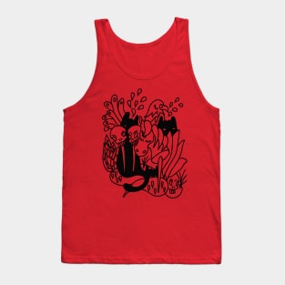 cats and skulls in the garden. Tank Top